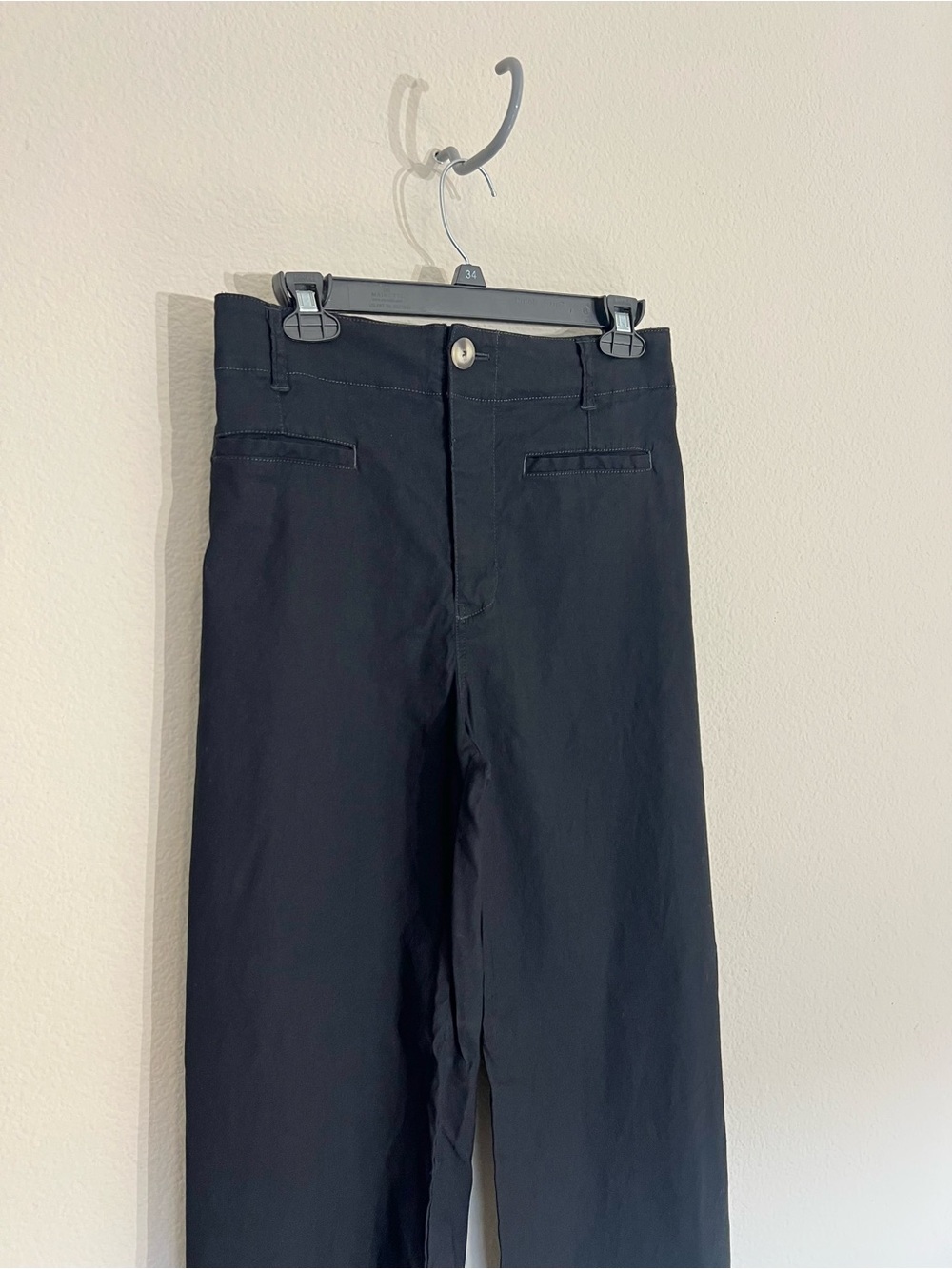 Anthropologie Colette High-Rise Wide-Leg Full-Length Pants Magic Fabric 29 black - Picture 8 of 15